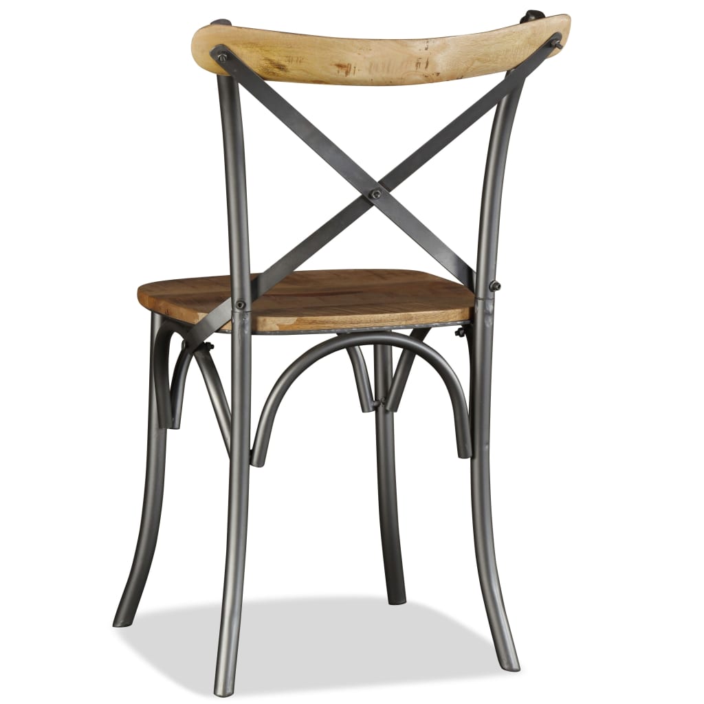 vidaXL Трапезни столове, 6 бр, манго масив, кръстосан гръб стомана