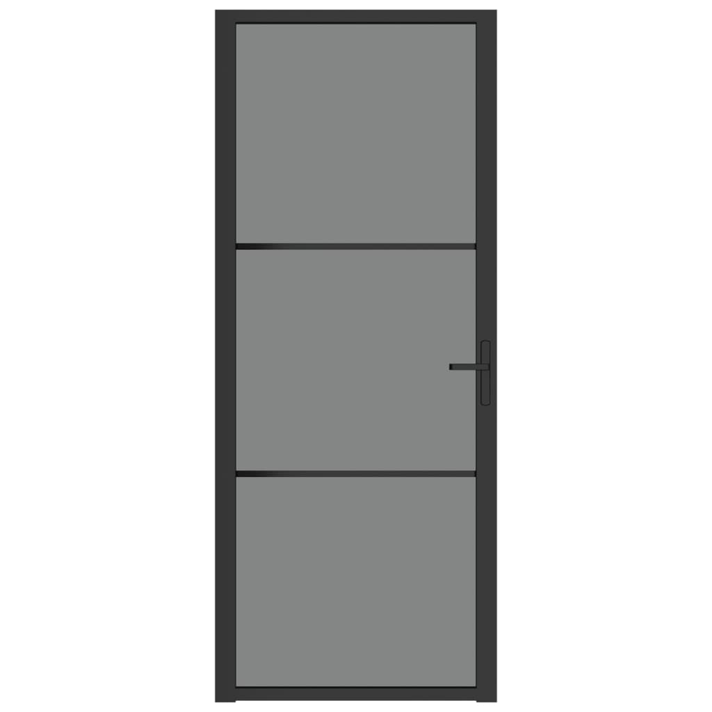 vidaXL Интериорна врата 83x201,5 см черна ESG стъкло и алуминий