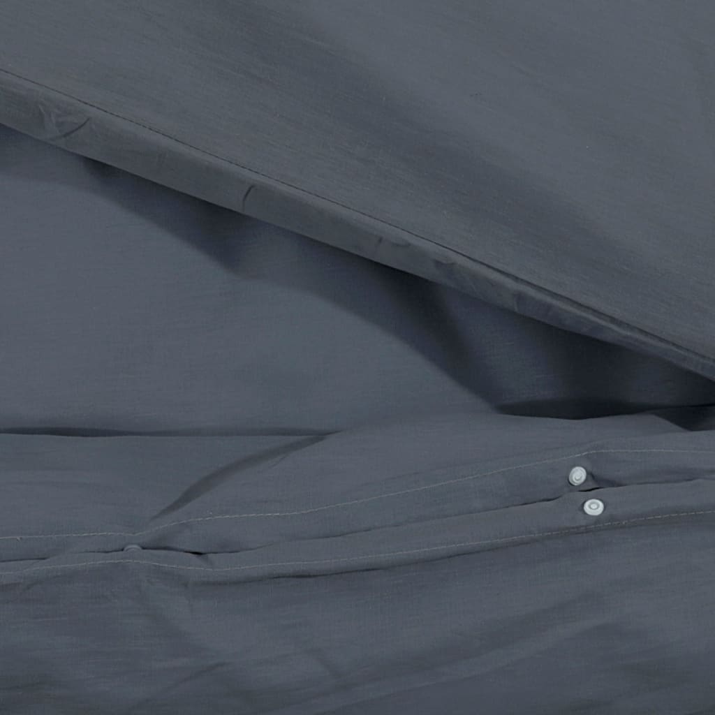 vidaXL Комплект спално бельо, тъмносив, 200x220 см, памук