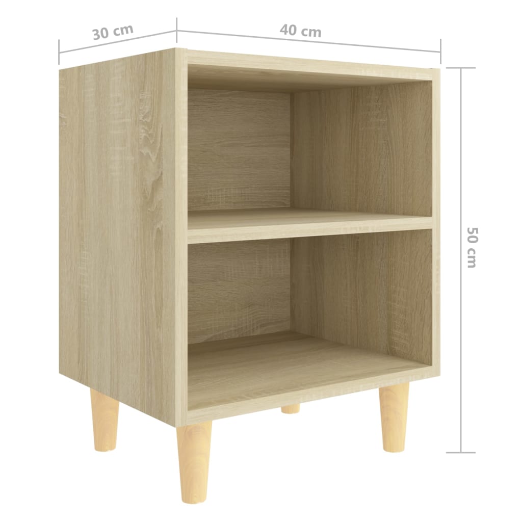 vidaXL Нощно шкафче с крака дървен масив, дъб сонома, 40x30x50 см