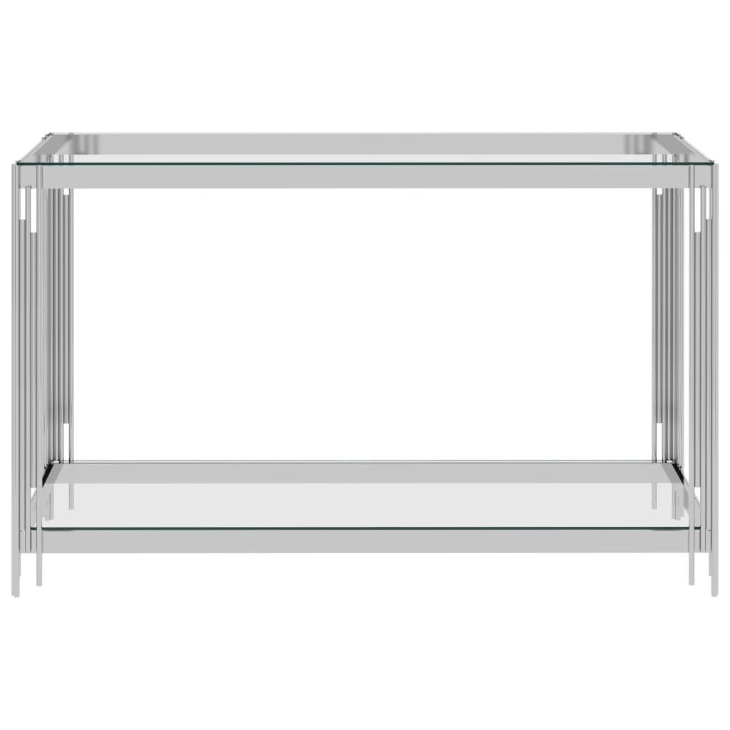vidaXL Странична маса сребро 120x40x78 см неръждаема стомана и стъкло