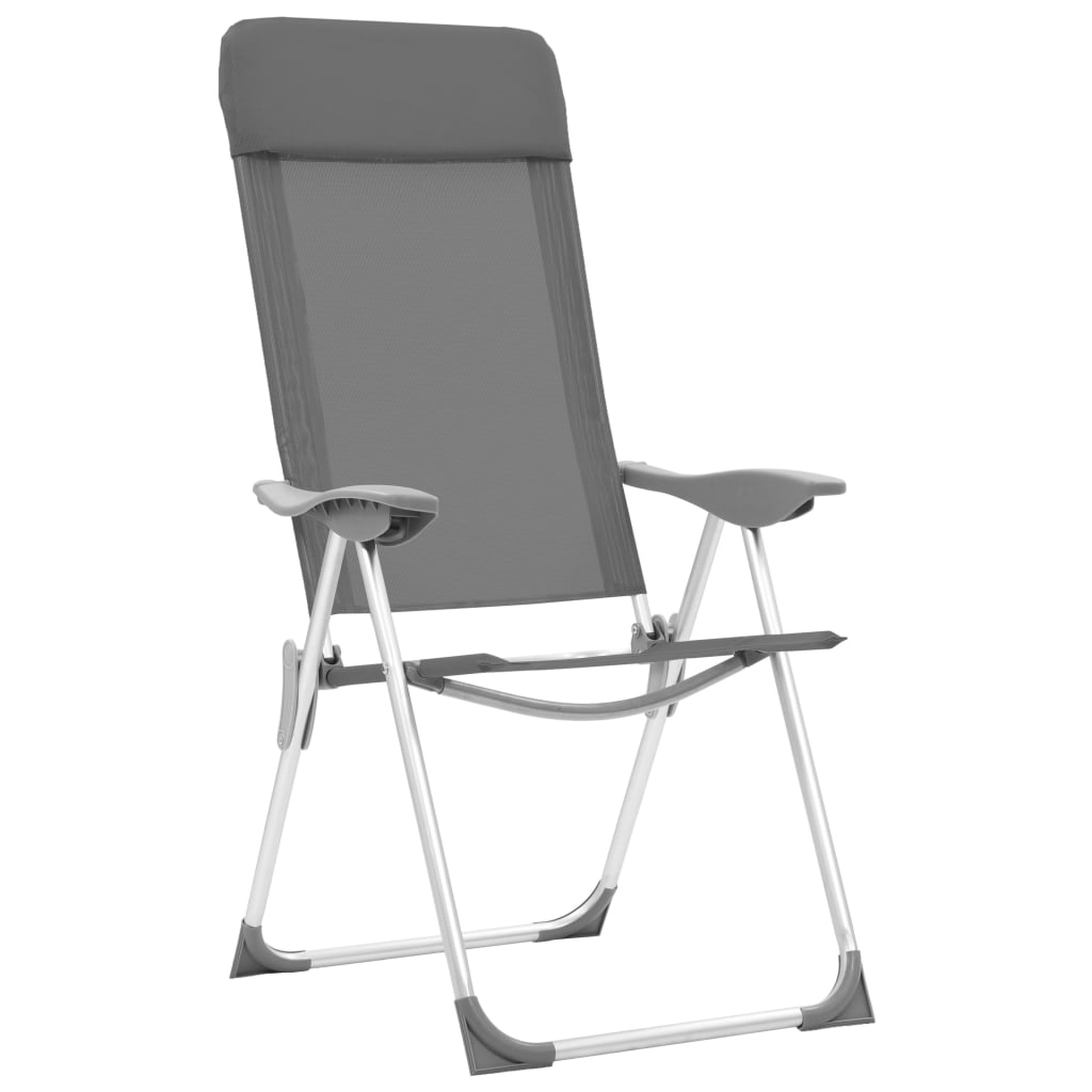 vidaXL Сгъваеми къмпинг столове, 4 бр, сиви, алуминий