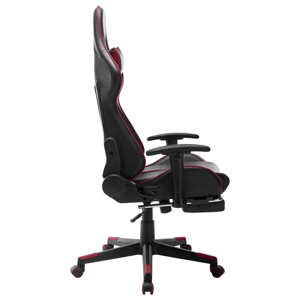 vidaXL Геймърски стол с подложка крака черно и червено изкуствена кожа