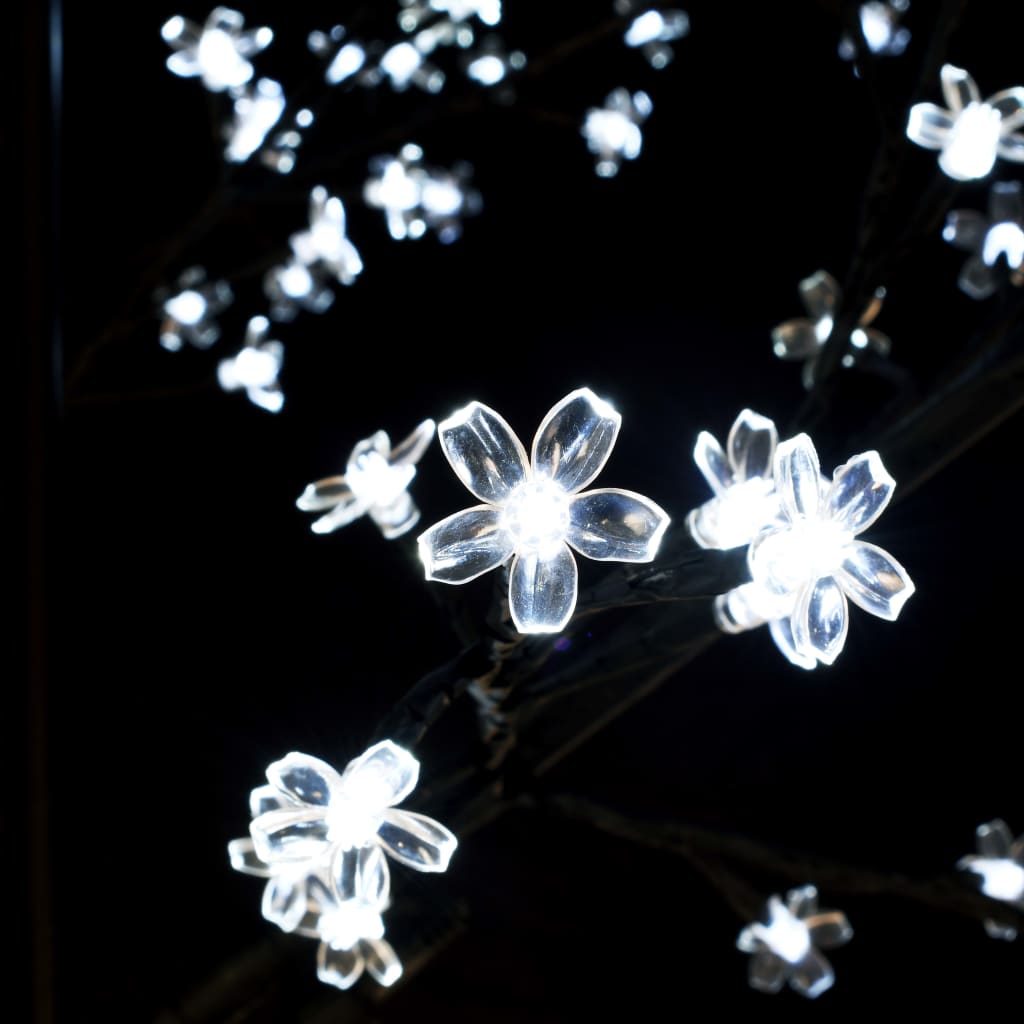 vidaXL Коледно дърво, 200 LED студено бeли, разцъфнала череша, 180 см