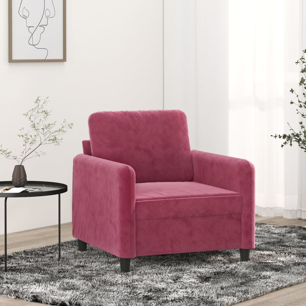 vidaXL Стол кресло, виненочервен, 60 см, кадифе