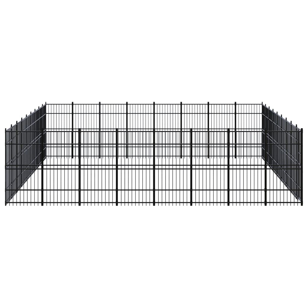 vidaXL Дворна клетка за кучета, стомана, 66,36 м²