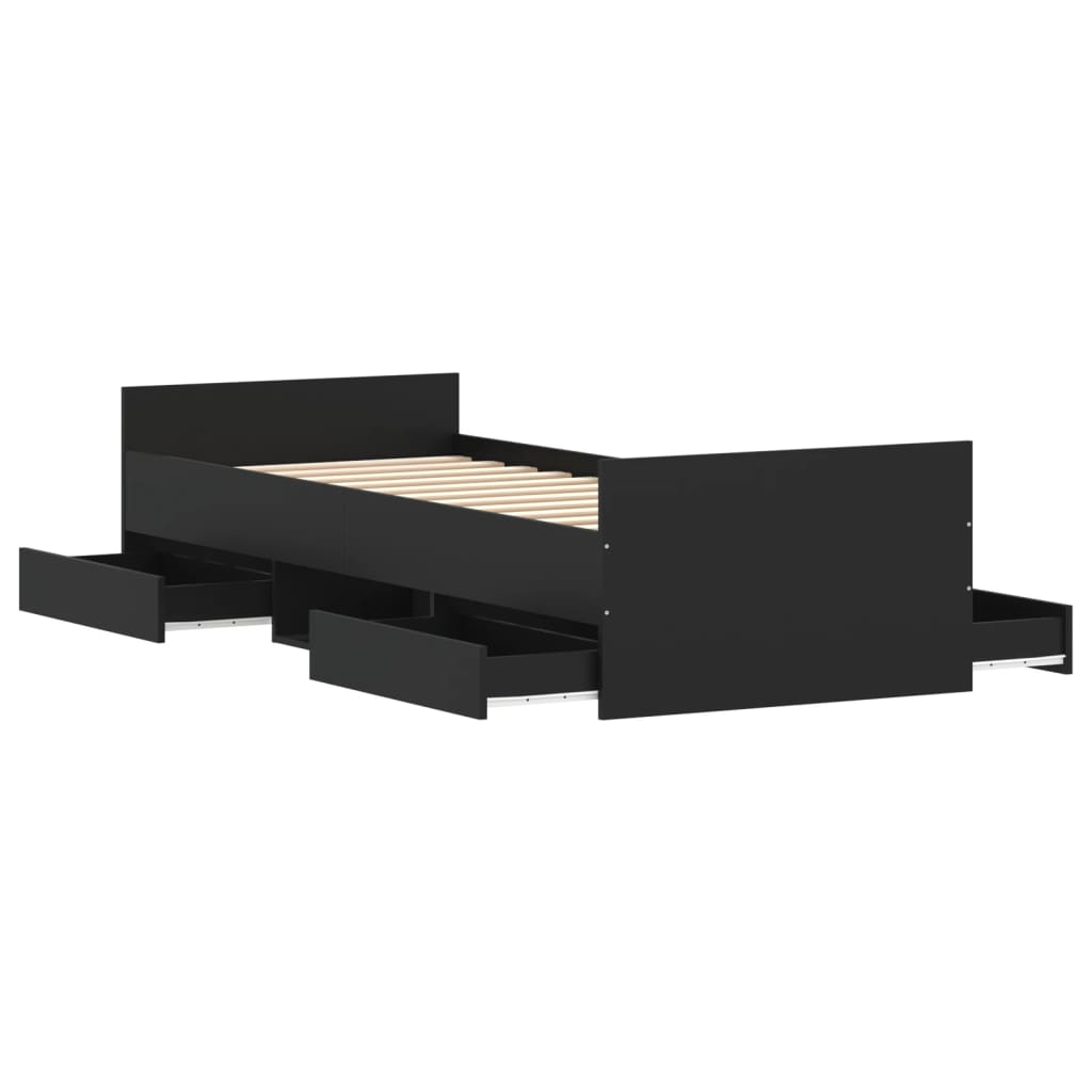 vidaXL Рамка за легло с горна и долна табла, черна, 75x190 см