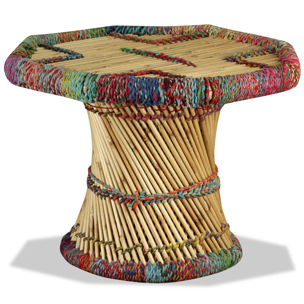 vidaXL Бамбукова кафе маса, Chindi детайли, многоцветна