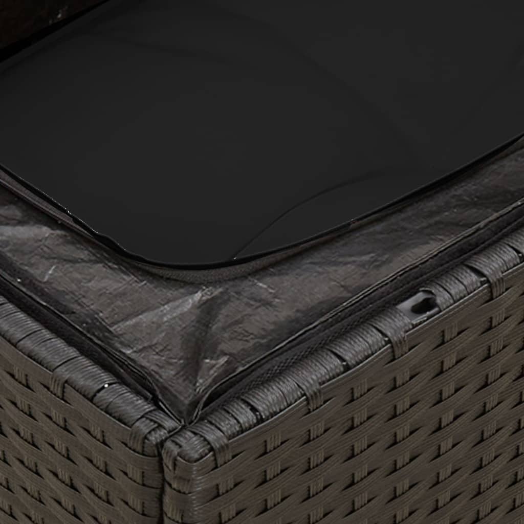 vidaXL Градински диван с възглавници, 13 части, черен, полиратан
