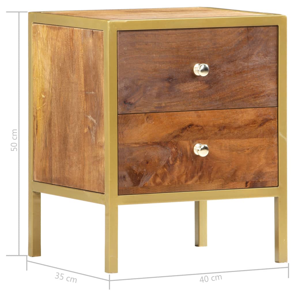 vidaXL Нощно шкафче, 40x35x50 см, мангово дърво масив