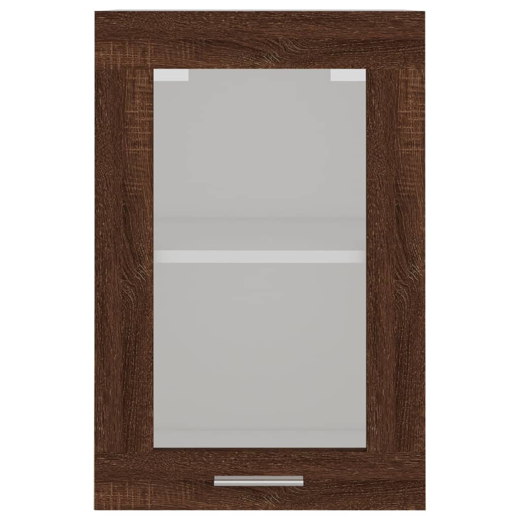vidaXL Окачен стъклен шкаф, кафяв дъб, 40x31x60 см, инженерно дърво