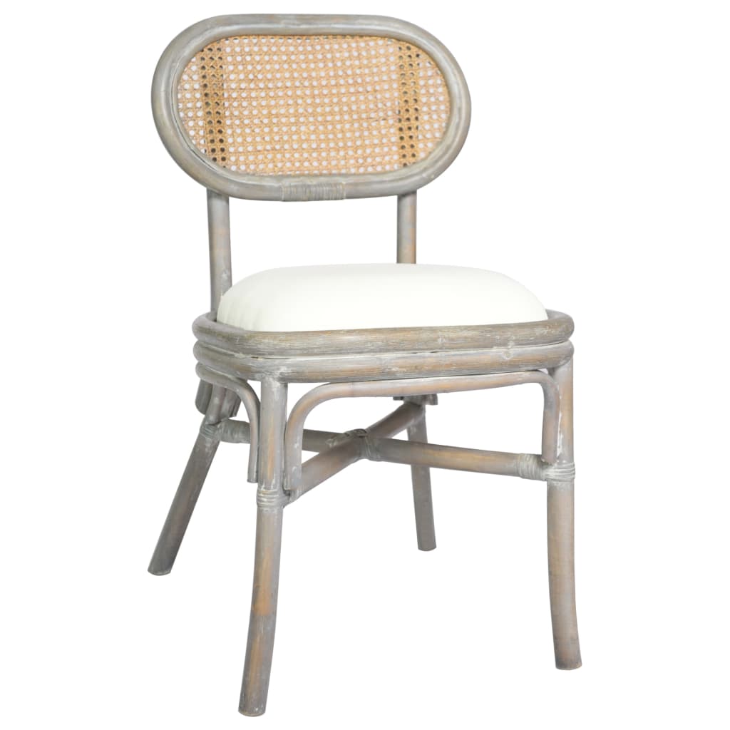 vidaXL Трапезни столове, 2 бр, сиви, тапицерия от лен