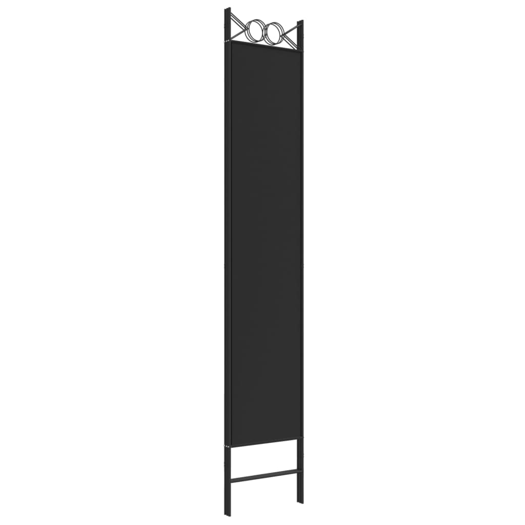 vidaXL Параван за стая, 3 панела, черен, 120x220 см, плат