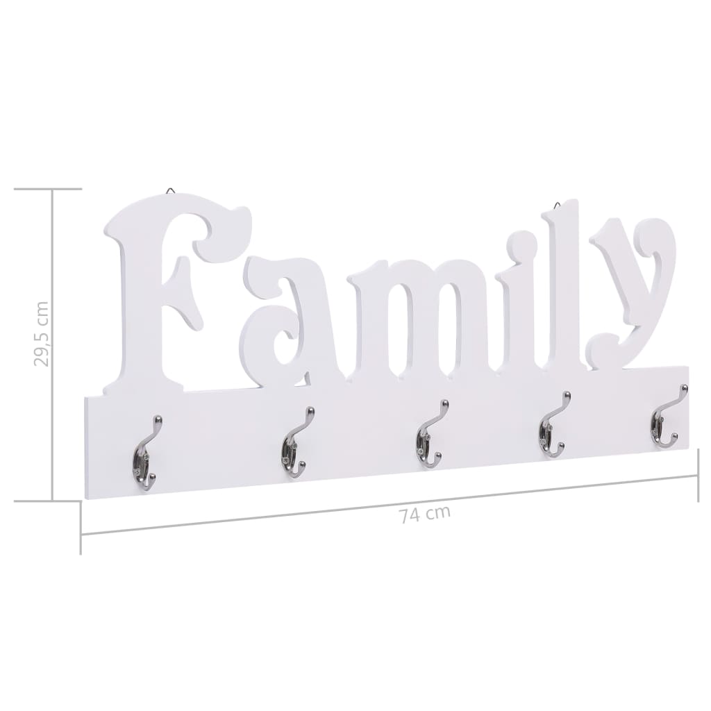 vidaXL Стенна закачалка за палта FAMILY, 74x29,5 см