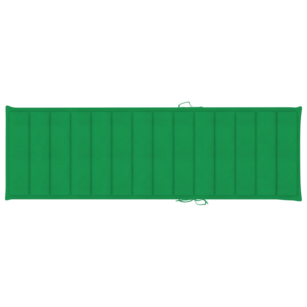 vidaXL Шезлонг със зелена възглавница, импрегнирана борова дървесина