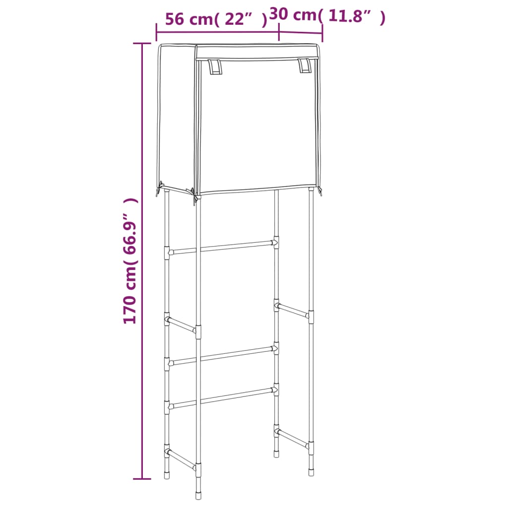 vidaXL 2-етажен рафт за над тоалетна сив 56x30x170 см желязо