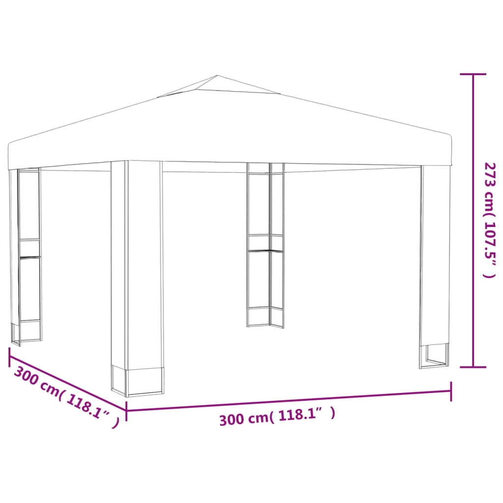 vidaXL Шатра с двоен покрив, 3x3x2,7 м, таупе, 180 г/м²