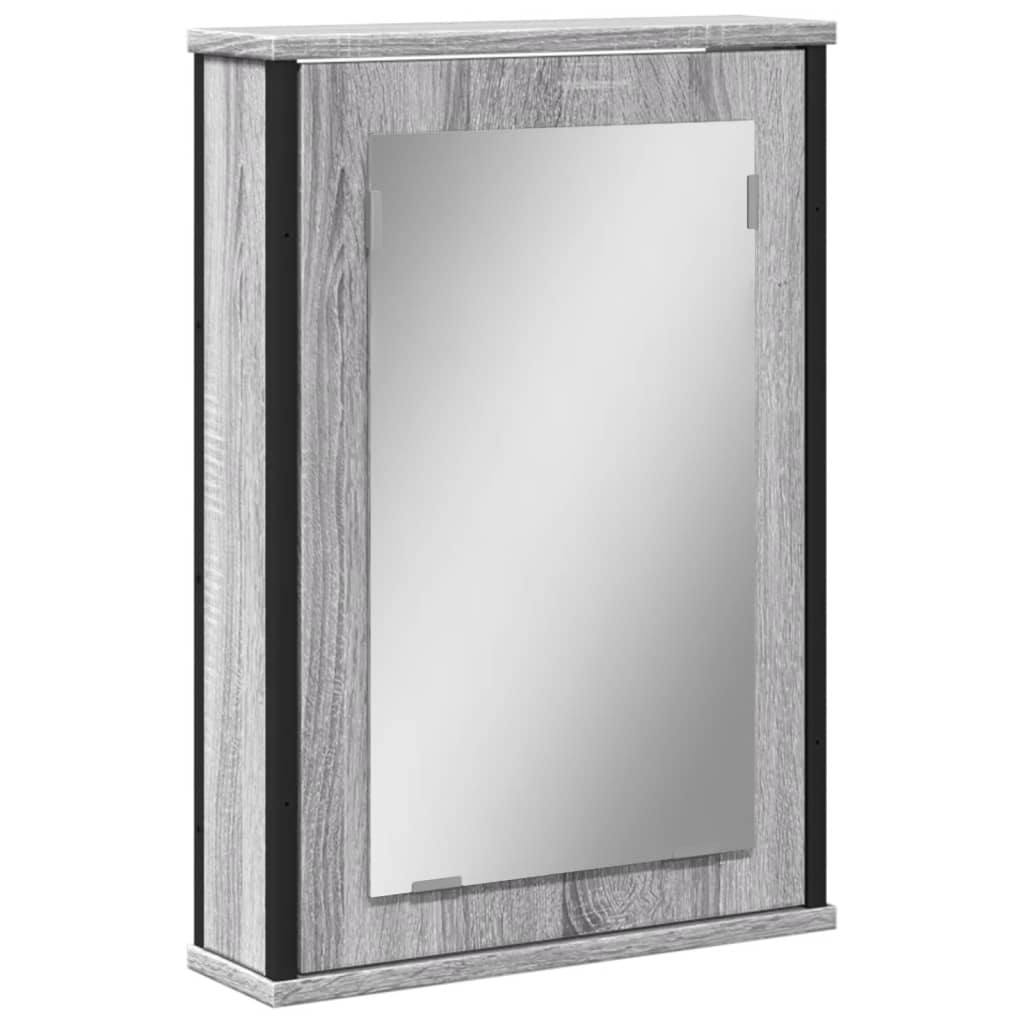vidaXL Огледален шкаф за баня сив сонома 42x12x60 см инженерно дърво