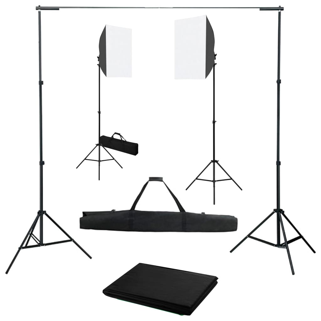 vidaXL Фотографски комплект за студио със софтбокс светлини и фон