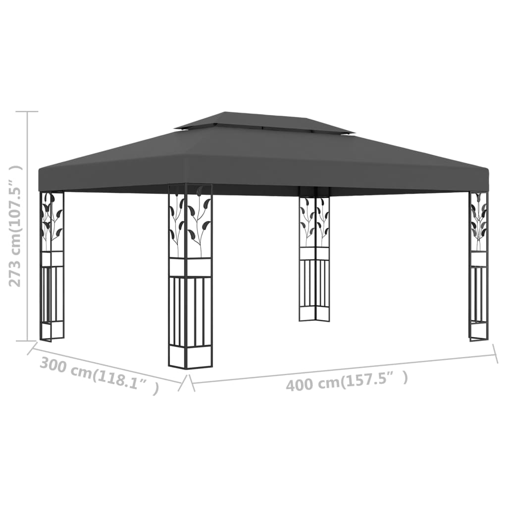 vidaXL Шатра с двоен покрив, 3х4 м, антрацит