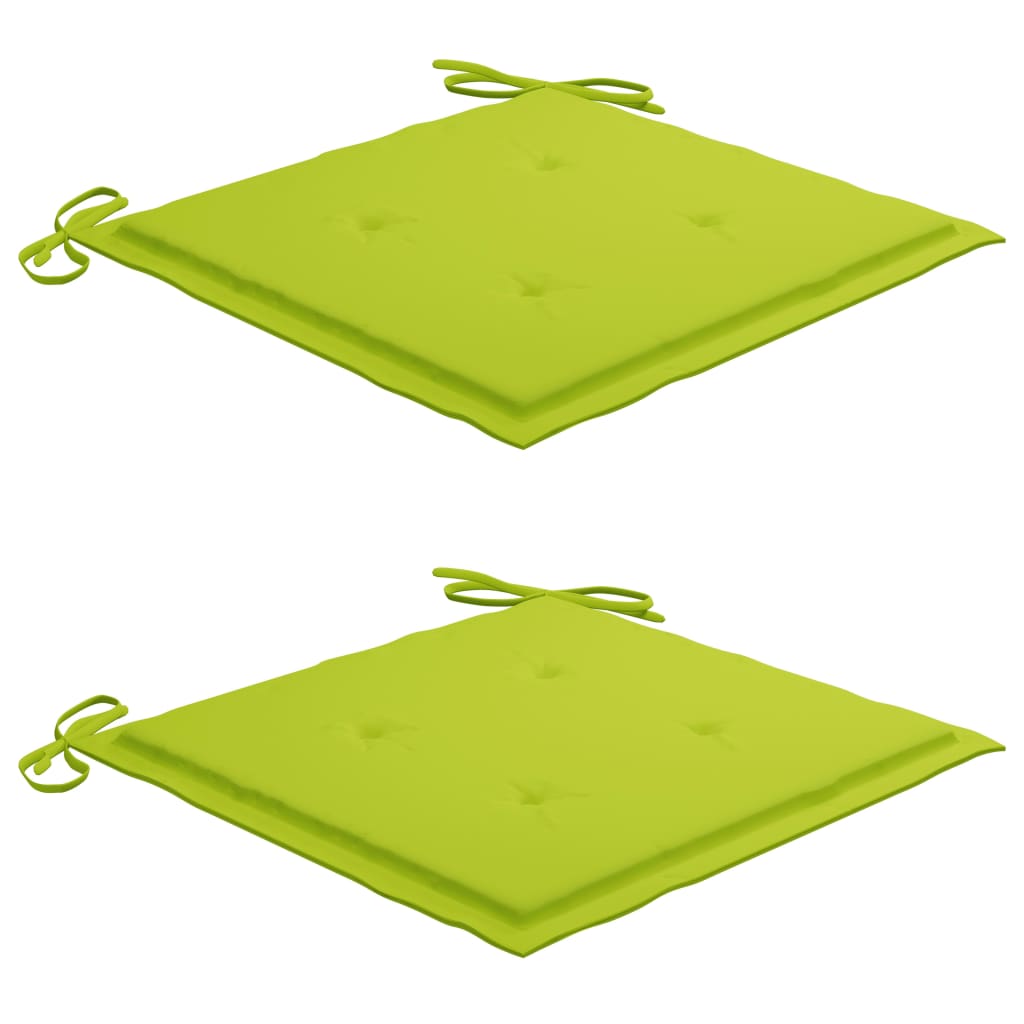 vidaXL Бистро комплект от 3 части, с яркозелени възглавници, тик масив