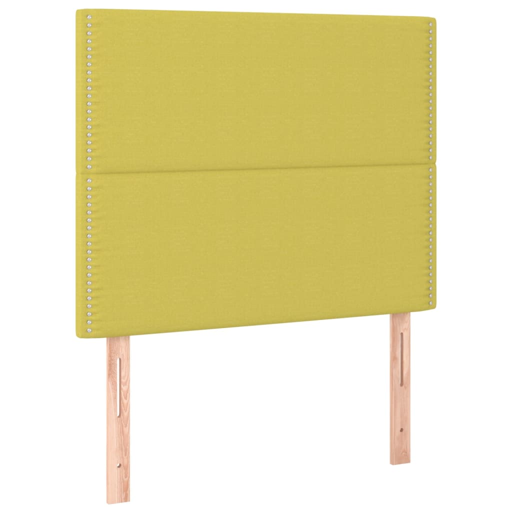 vidaXL Горни табли за легло, 2 бр, зелени, 100x5x78/88 см, плат