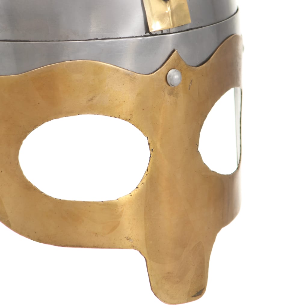 vidaXL Викингски шлем, антична реплика, ЛАРП, сребрист, стомана