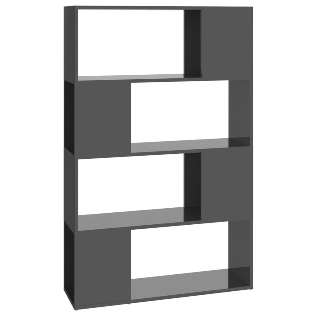 vidaXL Библиотека/разделител за стая, сив гланц, 80x24x124,5 см