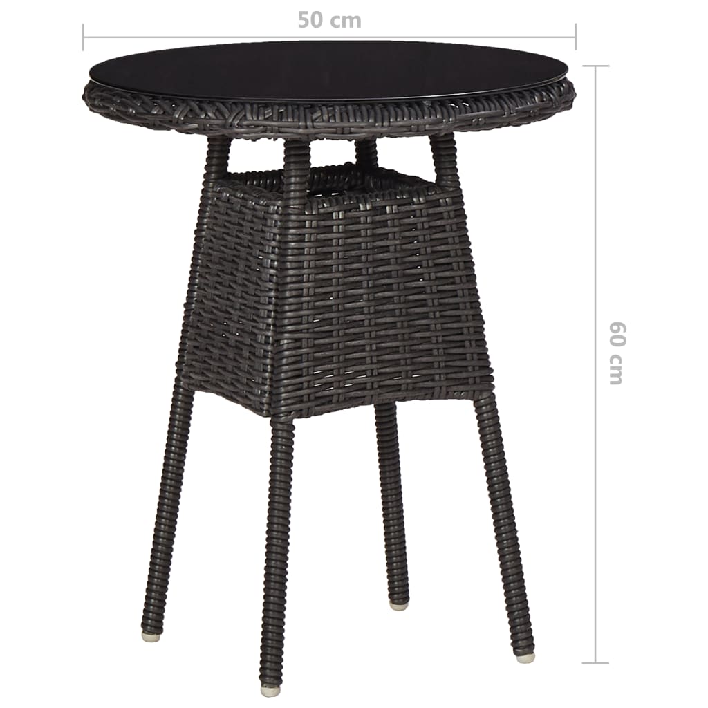vidaXL Градински столове, 2 бр, с маса за чай, полиратан, черни