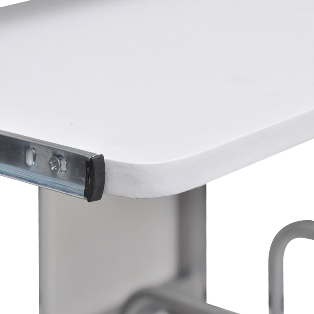 Мобилно бюро за компютър с изтеглящ плот за клавиатура, бяло