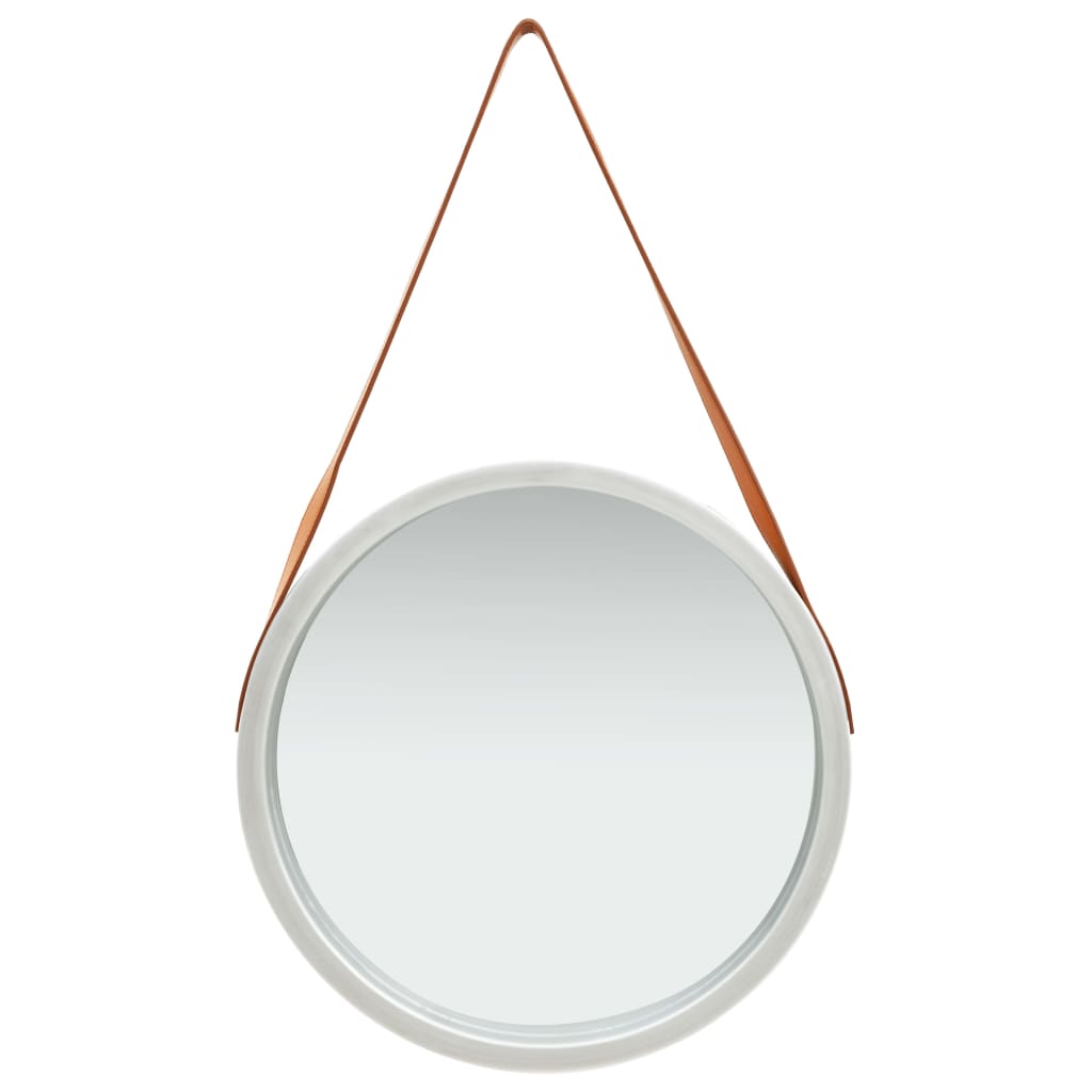 vidaXL Стенно огледало с каишка, 50 см, сребристо