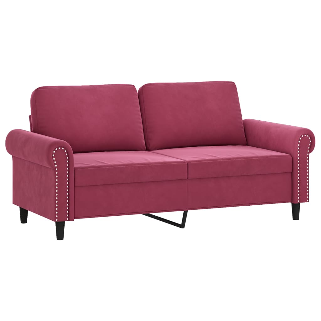 vidaXL 2-местен диван, виненочервен, 140 см, кадифе