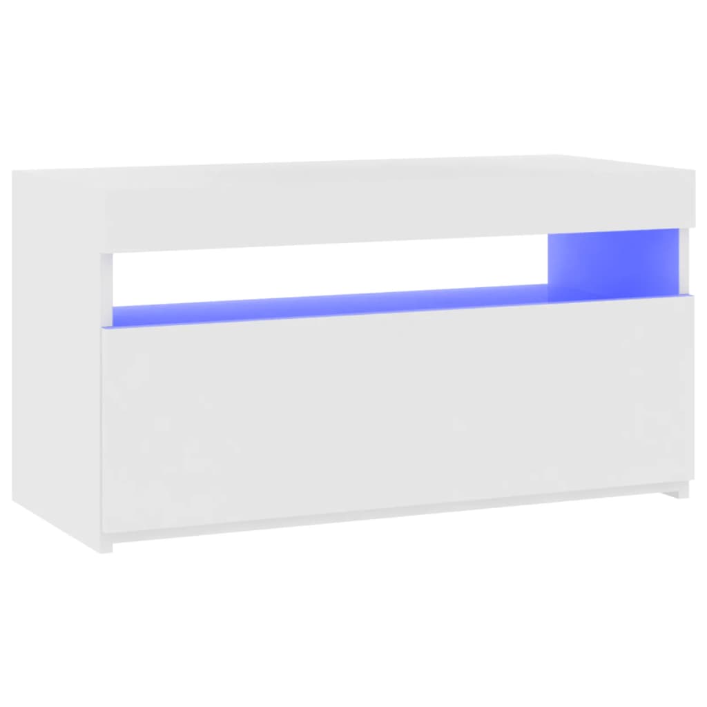 vidaXL ТВ шкаф с LED осветление, бял, 75x35x40 см