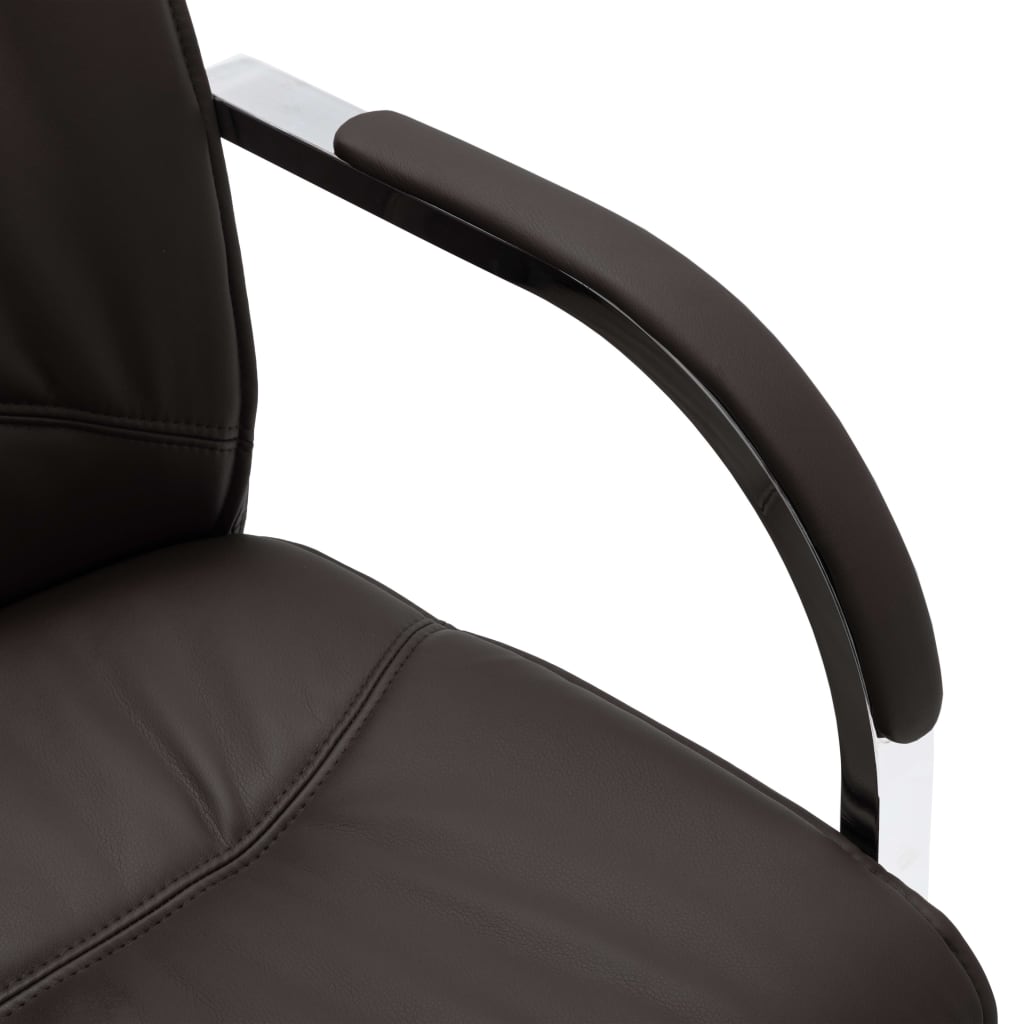 vidaXL Конзолен офис стол, черен, изкуствена кожа