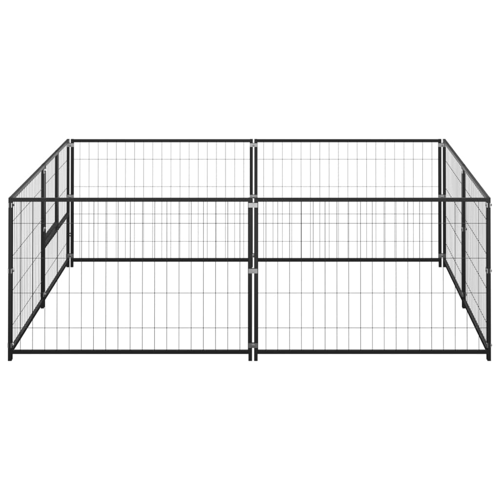 vidaXL Клетка за кучета, черна, 4 м², стомана