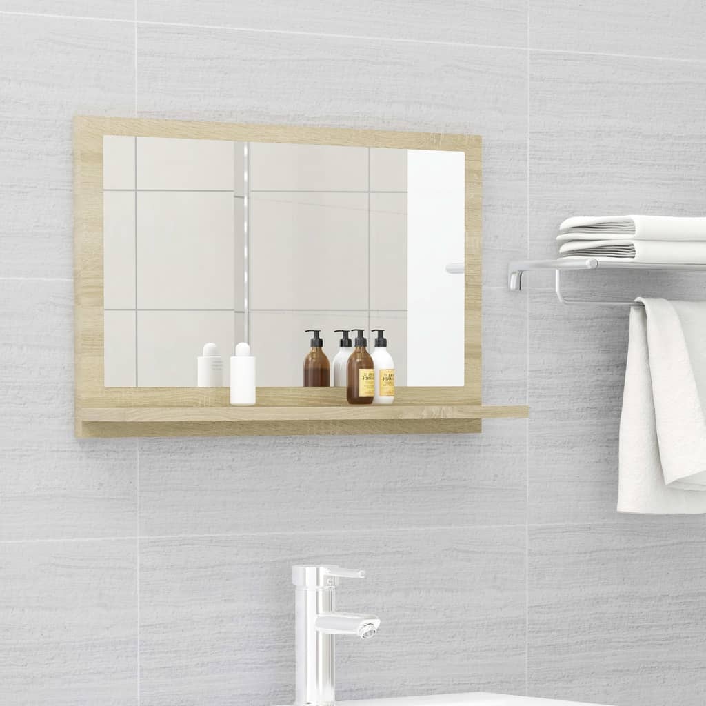 vidaXL Огледало за баня, дъб сонома, 60x10,5x37 см, ПДЧ