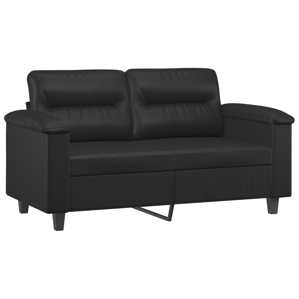 vidaXL 2-местен диван, черен, 120 см, изкуствена кожа