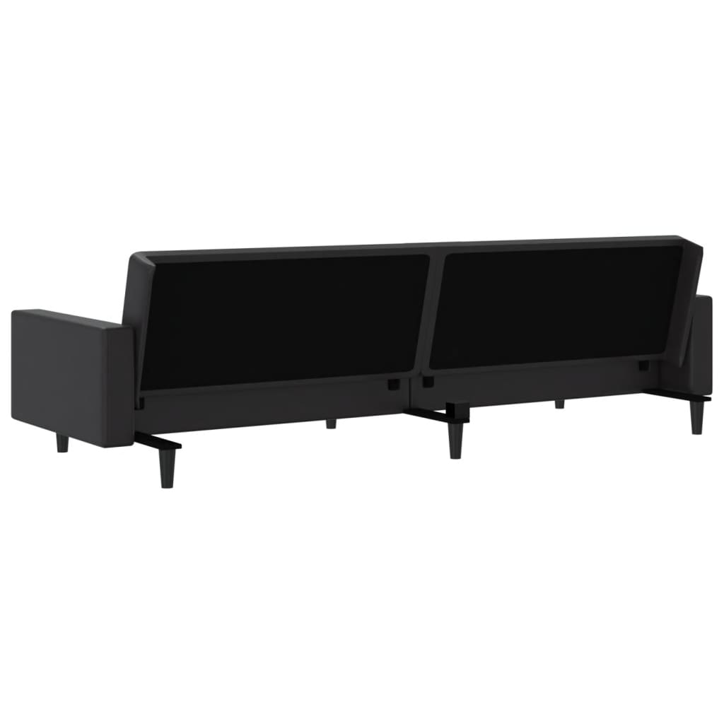 vidaXL 2-местен диван с табуретка, черен, изкуствена кожа