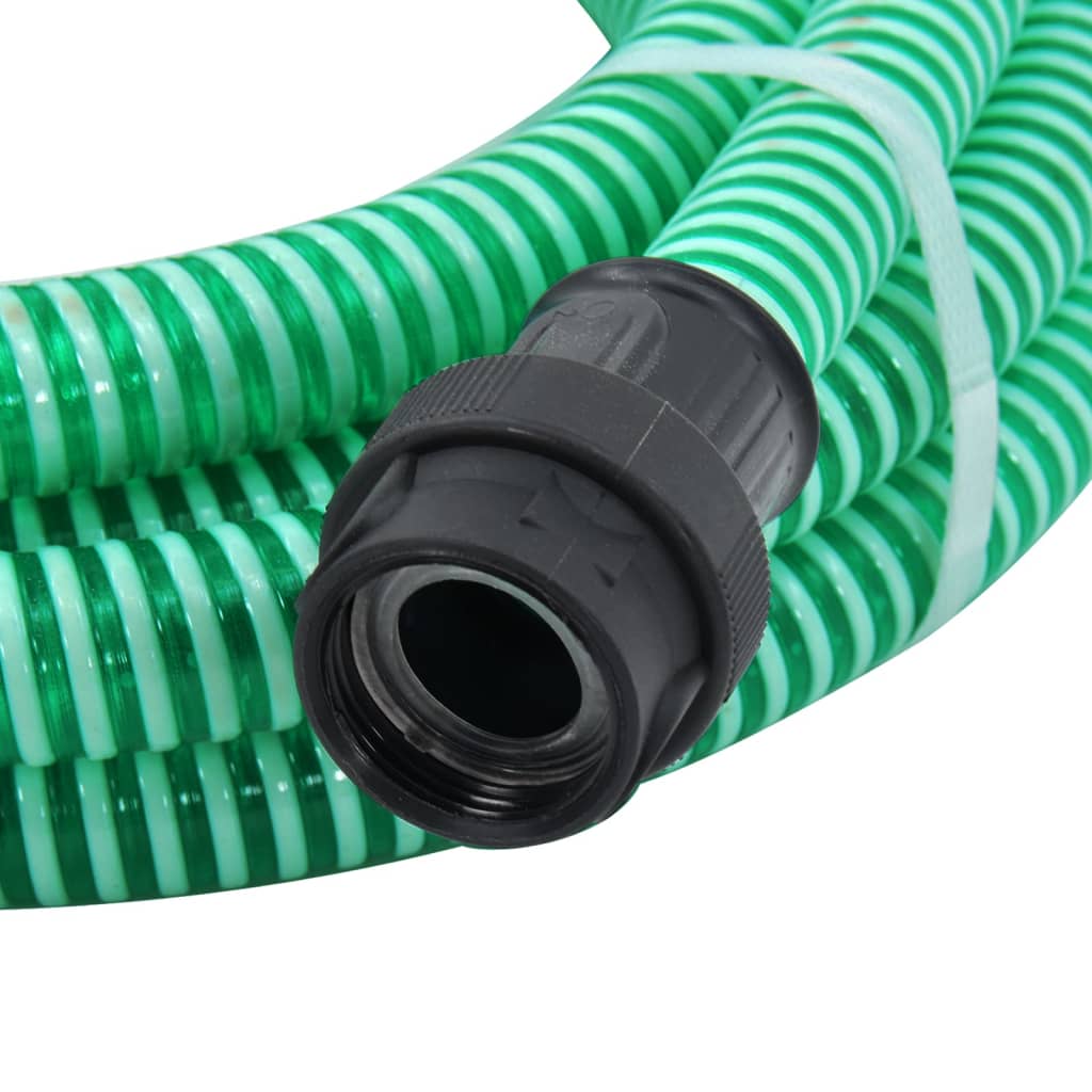 vidaXL Смукателен маркуч с PVC конектори зелен 1" 10 м PVC