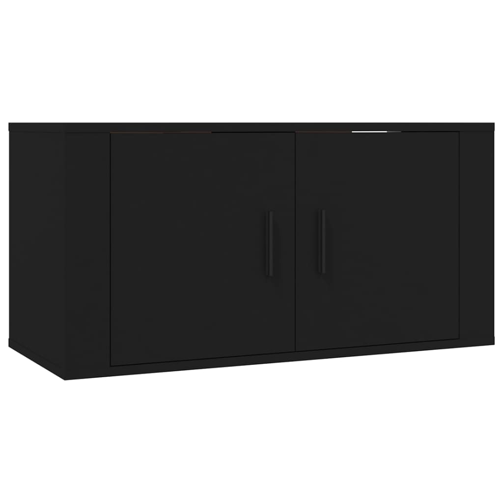 vidaXL Комплект ТВ шкафове от 2 части, черно, инженерно дърво