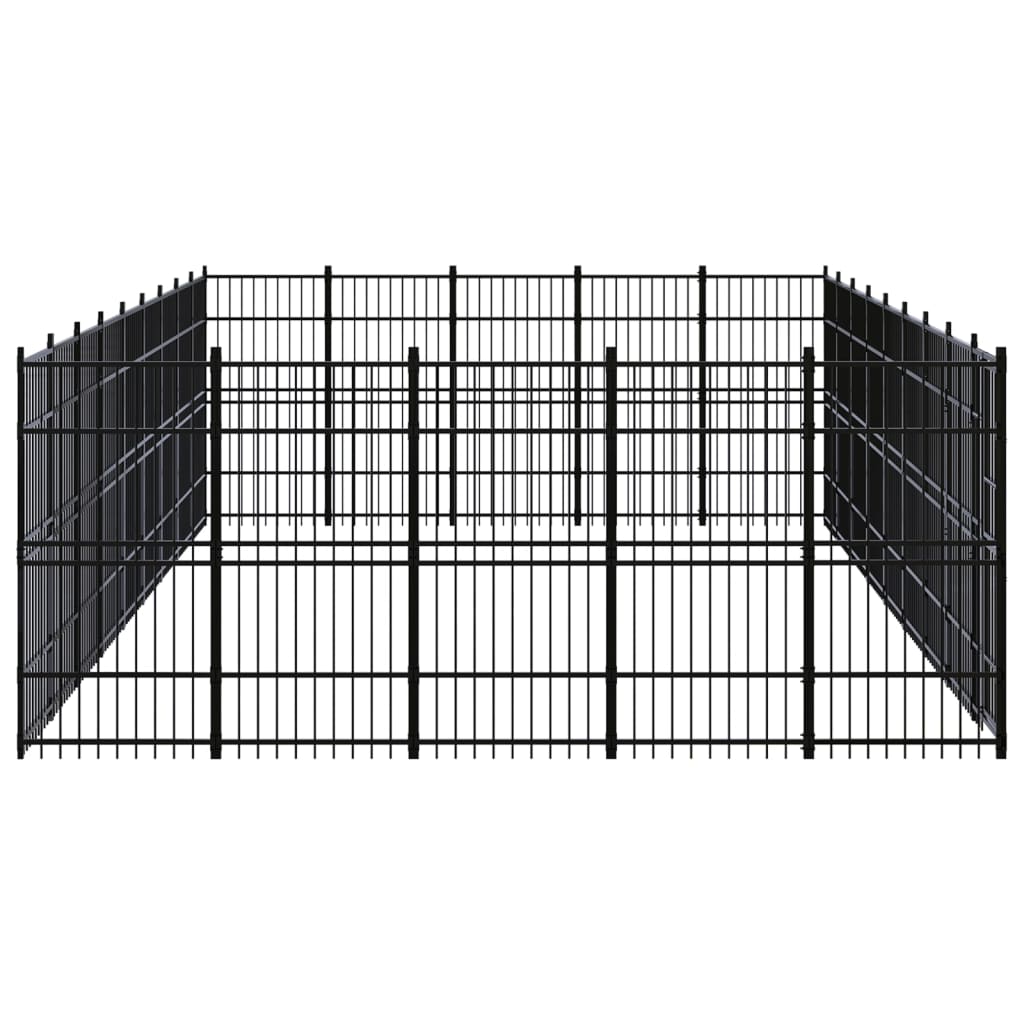 vidaXL Дворна клетка за кучета, стомана, 41,47 м²
