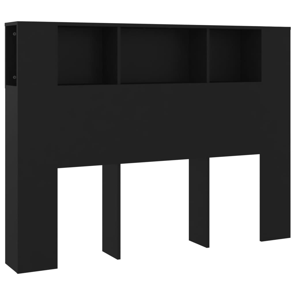 vidaXL Табла за легло тип шкаф, черна, 140x18,5x104,5 см