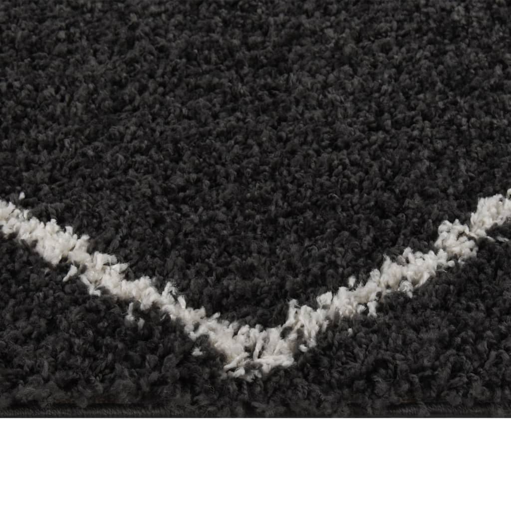 vidaXL Шаги килим с дълъг косъм, кремаво и антрацит, 80x150 см
