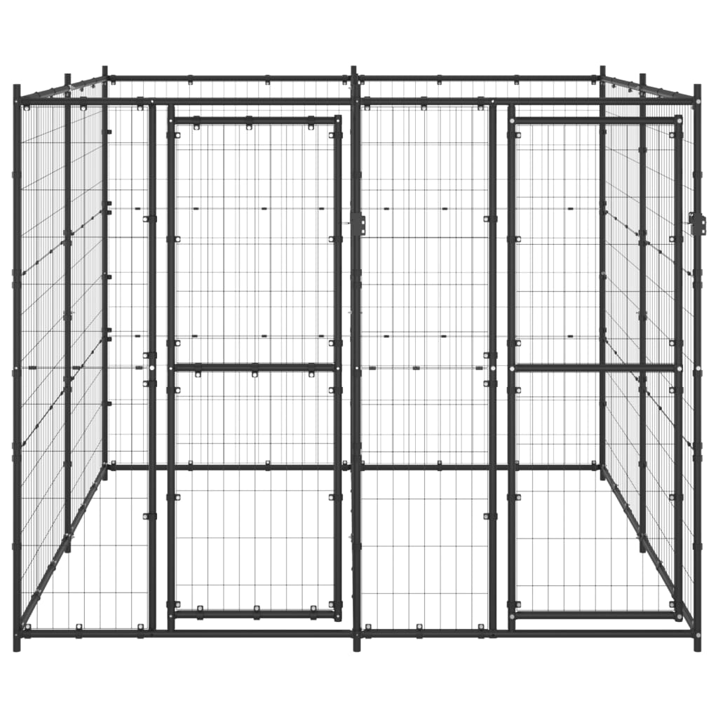 vidaXL Външна клетка за кучета, стомана, 4,84 м²
