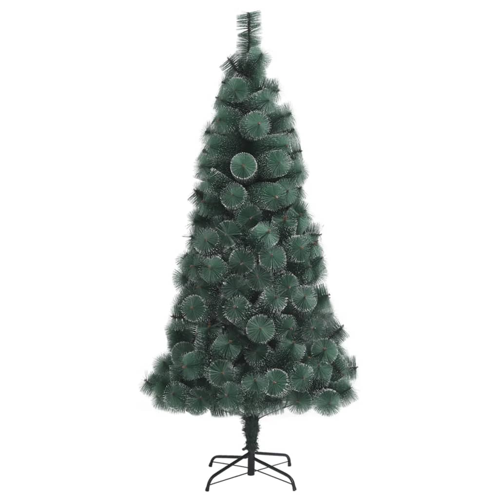 vidaXL Изкуствена коледна елха, LED и топки, зелена, 150 см, PVC и PE