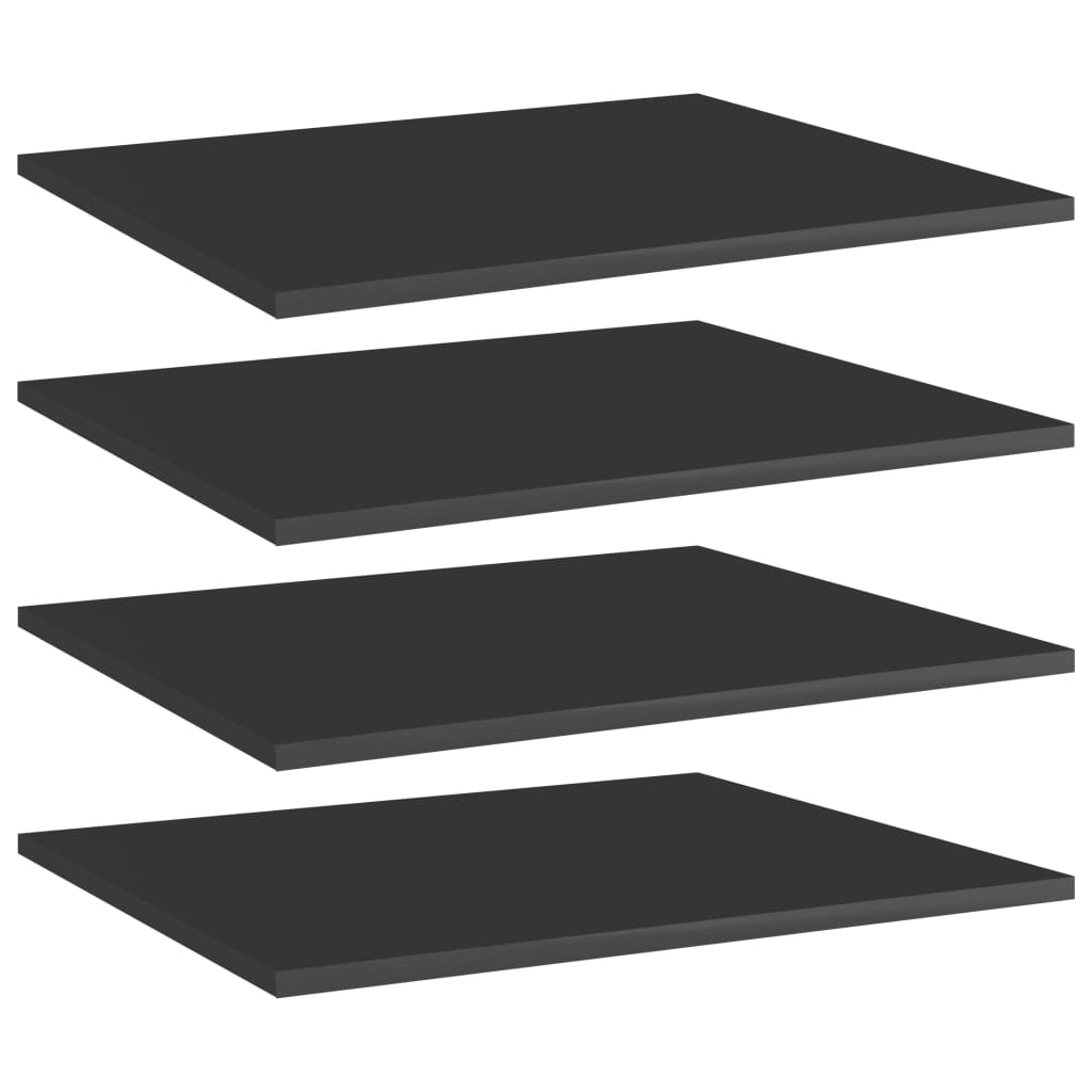 vidaXL Рафтове за етажерка, 4 бр, черен гланц, 60x50x1,5 см, ПДЧ