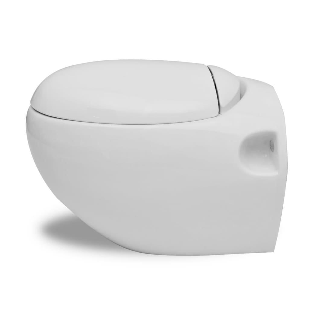 Окачена тоалетна чиния с яйцевидна форма, бяла