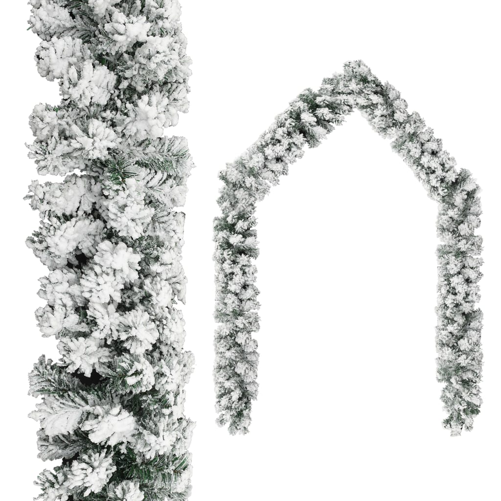 vidaXL Коледен гирлянд със сняг, зелен, 5 м, PVC
