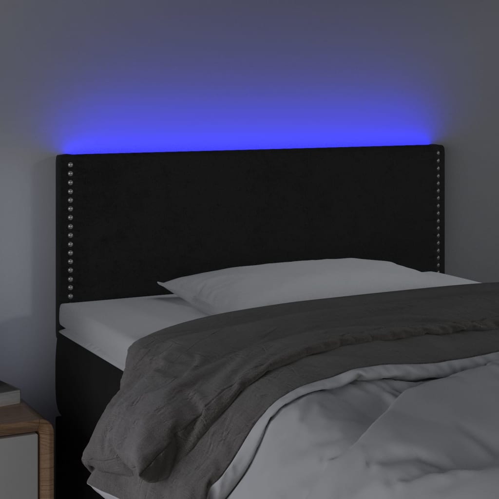 vidaXL LED горна табла за легло, черна, 80x5x78/88 см, кадифе