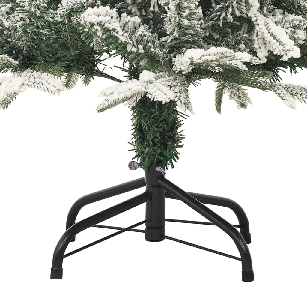 vidaXL Изкуствена елха с LED, топки и флокиран сняг, 120 см, PVC и PE
